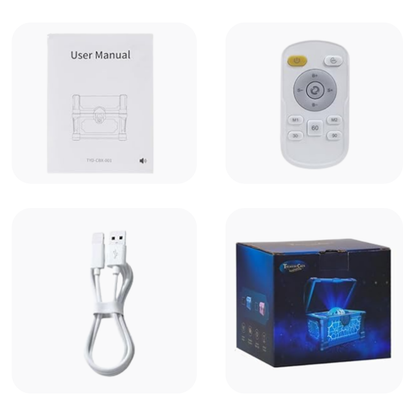 Lámpara de Cofre del Tesoro con Proyección de Auroras Boreales